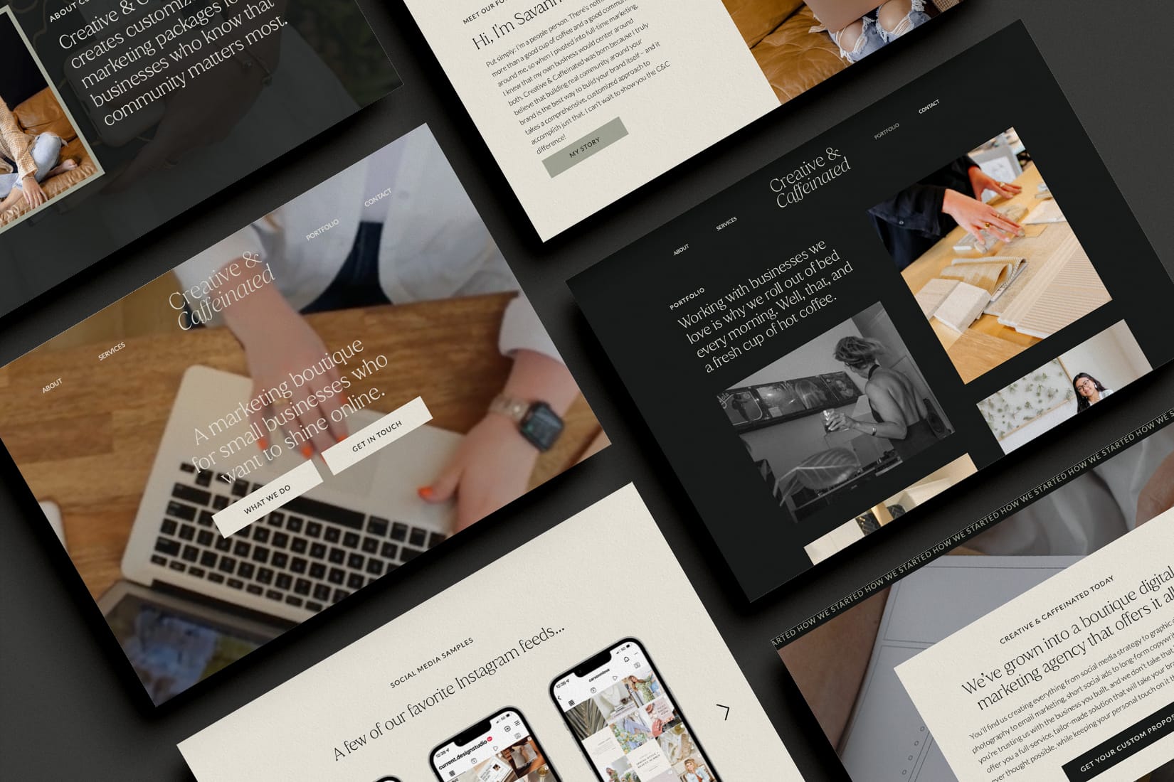 creative and caffeinated marketing website mockup